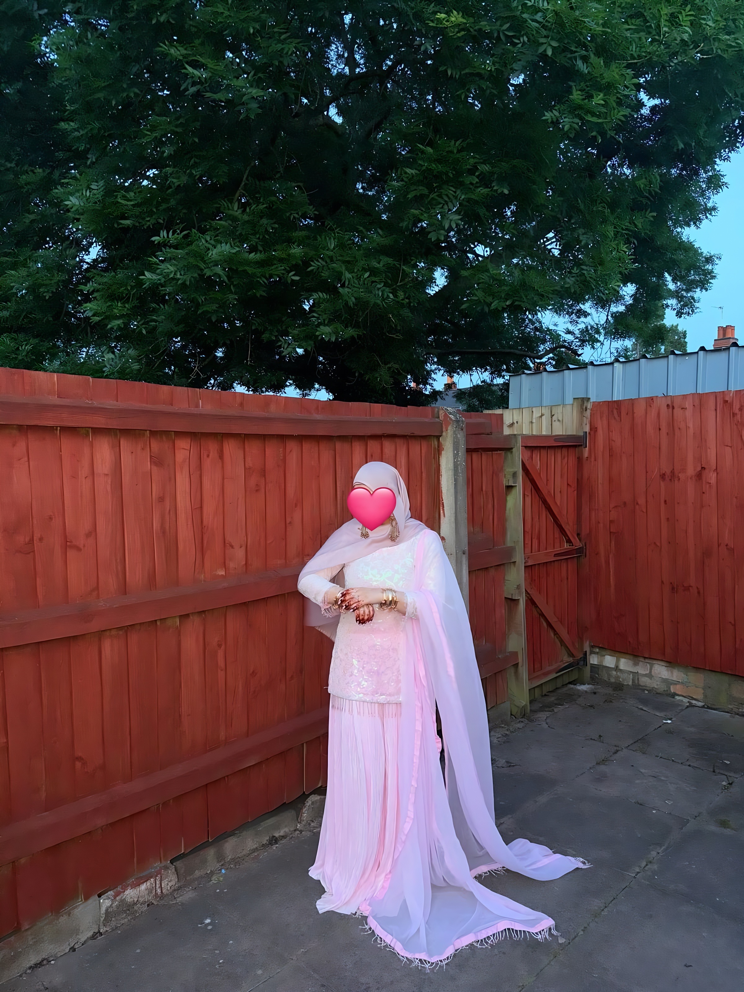 Front view of pink party wear outfit stitched by Misha Tailoring